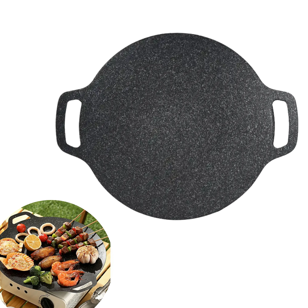 Poêle de cuisson en pierre anti-adhésive extérieure – Idéale pour le camping ou la cuisson nomade.