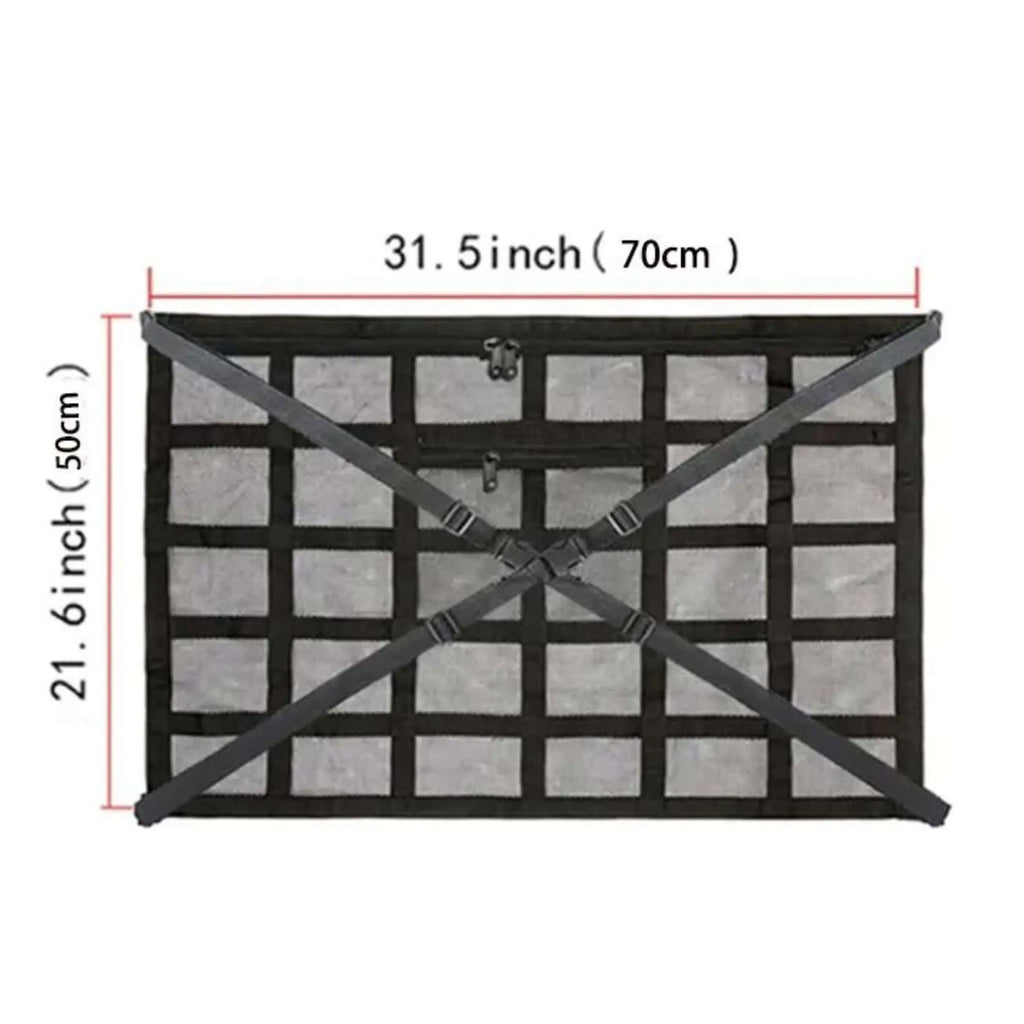 Sac de rangement de toit de voiture avec design en maille, dimensions 80 x 55 cm, idéal pour maximiser l'espace de votre véhicule.