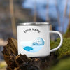 Tasses de camping en émail personnalisées avec nom personnalisé, tasses de camping, aventure, fête au feu de camp, bière, tasse à café, poignée, cadeaux normalisés pour camping-car woodyscamp